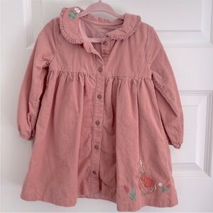 M&S Pink Corduroy Dress with Embroidery